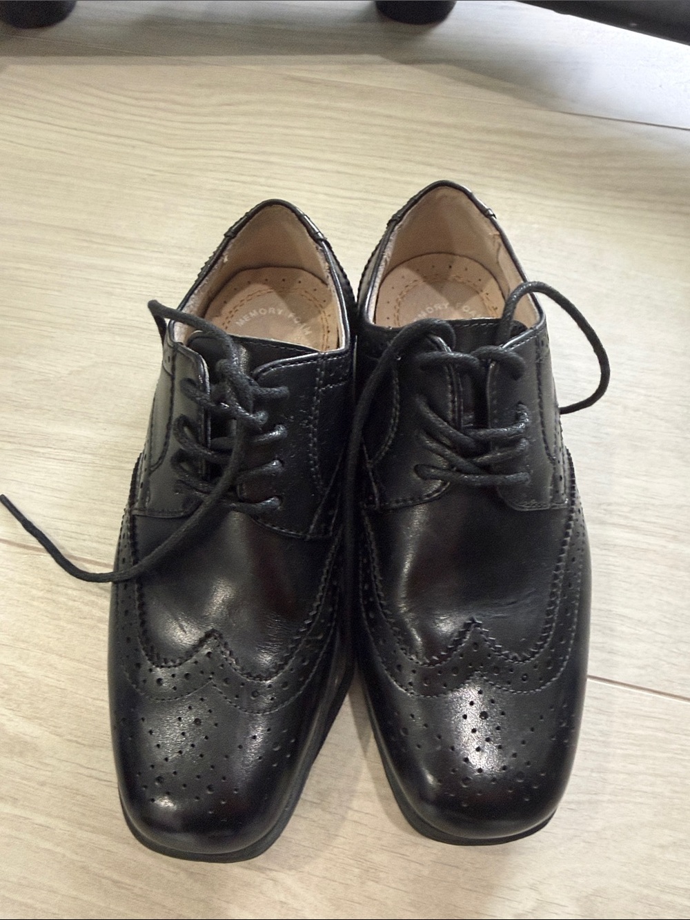 Classic Black Kids Wingtip Dress Shoes